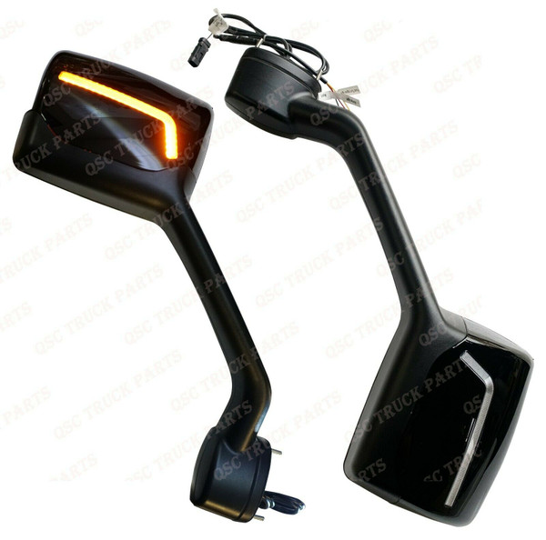 QSC Performance LED Black Hood Mirrors Set for Kenworth T680 Peterbilt 579