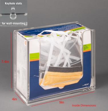 Surgical Shield Mask Dispenser Poltex Wall Mount 1 Box of Surgical Masks Clear 9 X 7-3/4 X 4 Inch Acrylic