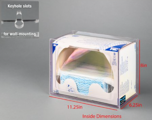 PPE Dispenser Poltex Wall Mount 1-Box of Facemask with Shields Clear 11-1/4 X 6-1/4 X 8 Inch PETG