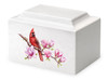 Cardinal & Hibiscus Cultured Marble Urn