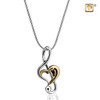 Pendant Treble Clef Heart Rhodium Plated Gold Vermeil Two Tone