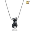 Pendant Princess Cat Midnight Enamel Rhodium Plated with Sappphire Swarovski Crystal