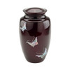 Butterfly Mother of Pearl Burgundy Urn