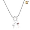 Awareness with Pink Crystal Sterling Silver Cremation Jewelry