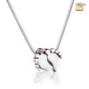 Baby Feet with Pink Crystal Sterling Silver Cremation Jewelry
