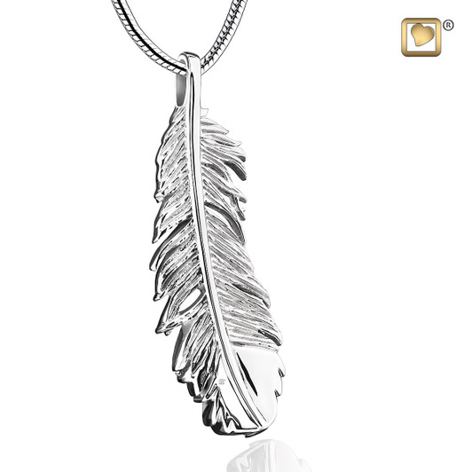 Pendant Feather Rhodium Plated