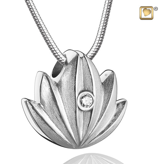 Pendant Lotus Rhodium Plated Two Tone with Clear Crystal