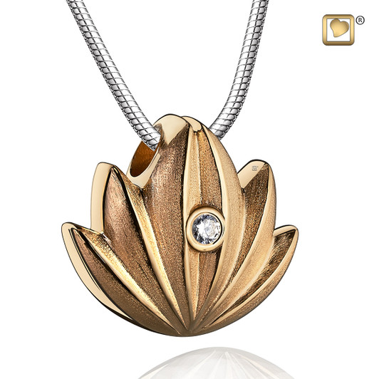 Pendant Lotus Gold Vermeil Two Tone with Clear Crystal