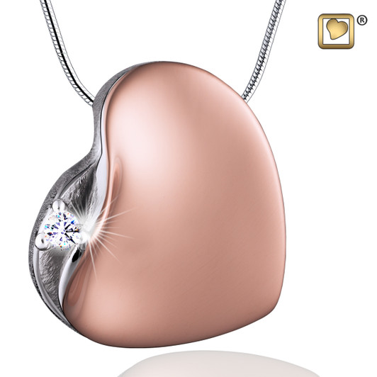 Pendant Leaning Heart with Crystal Rose Gold Vermeil