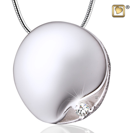 Pendant Circle with Crystal Rhodium Plated Two Tone