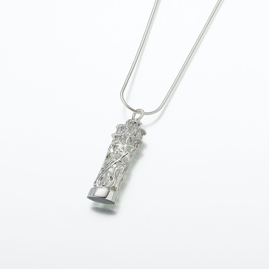 Sterling Silver Chromate Cylinder Pendant w/ Glass Insert