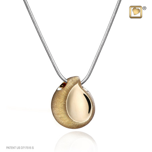 Teardrop Brushed Sterling Silver Cremation Jewelry - Gold Vermeil