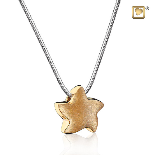 Angelic Star Sterling Silver Cremation Jewelry - Gold Vermeil