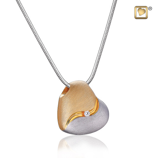 Heartfelt Sterling Silver Brushed Gold Vermeil Cremation Jewelry