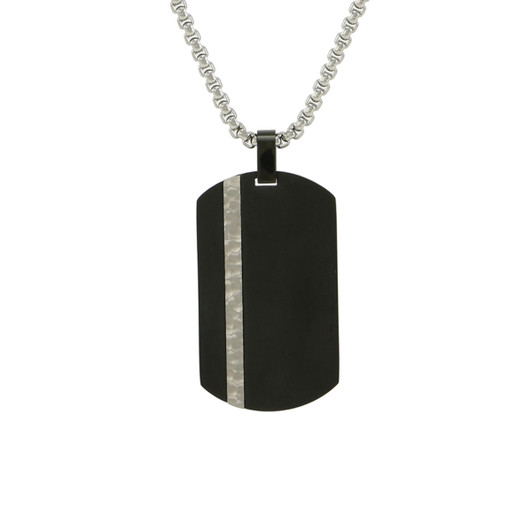 Dog Tag Onyx Stainless Steel Cremation Jewelry