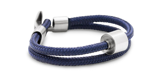 Memento Cord Navy Blue Bracelet With Brushed Ashes Bead