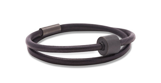 Memento Smooth Leather Bracelet With Black Brushed Ashes Bead