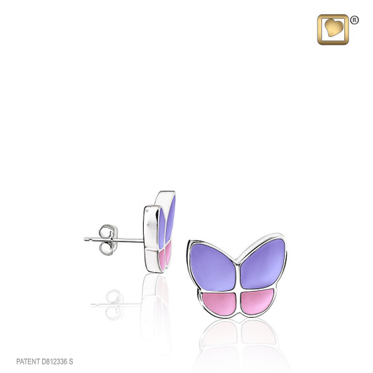 Wings of Hope Lavender Butterfly Earrings Sterling Silver Cremation Jewelry