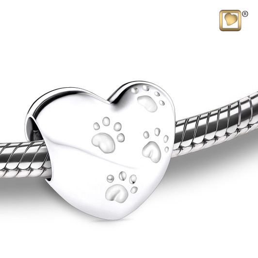 LoveHeart With Paws Cremation Bead