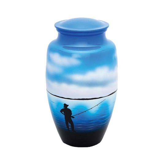 Fisherman Hand Painted Urn