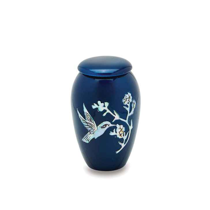 Hummingbird Mother of Pearl Blue Keepsake