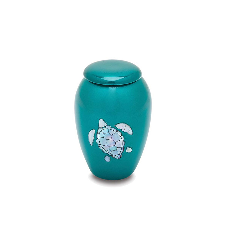 Sea Turtle Mother of Pearl Teal Keepsake