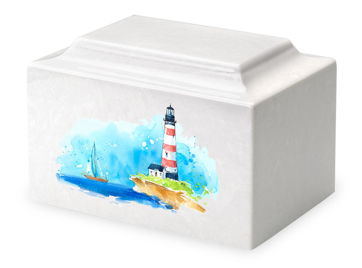 Lighthouse & Sailboat Cultured Marble Urn