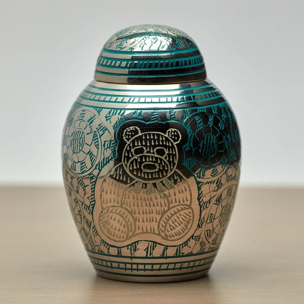 Teddy Bear Blue Urn