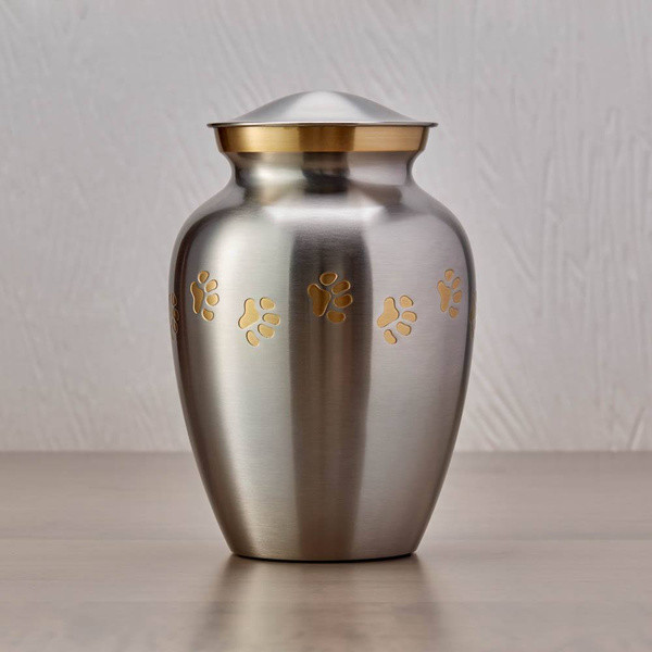 Classic Paw Pewter Pet Urn  - Petite