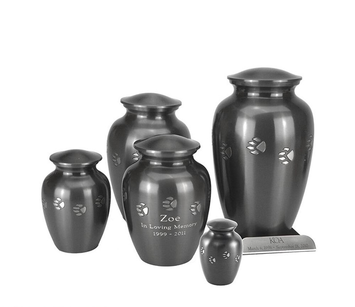 Brass Pawprint Vase Pet Cremation Urn - Small