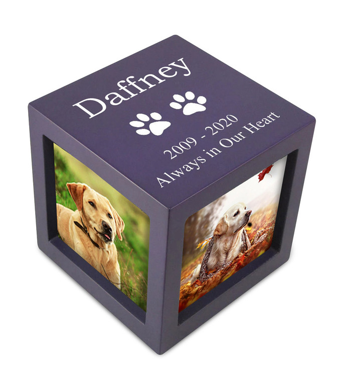 Pet Photo Cube Violet Cremation Urn - Extra Small