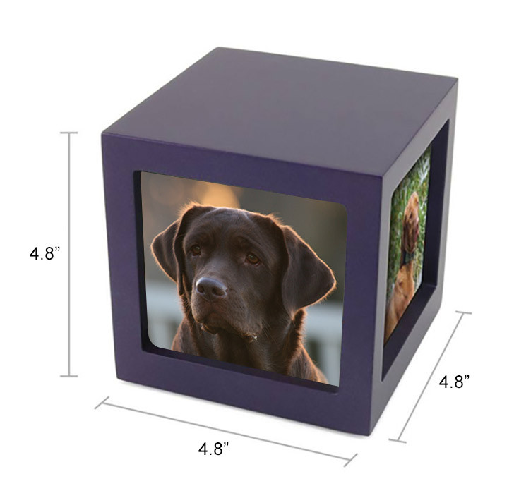 Pet Photo Cube Violet Cremation Urn - Extra Small