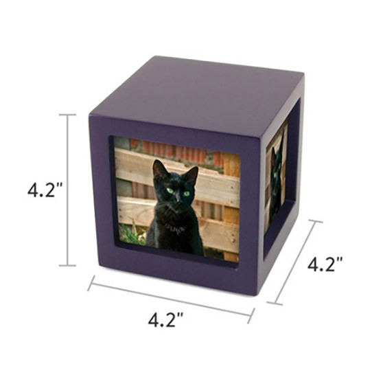 Pet Photo Cube Violet Cremation Urn - Petite