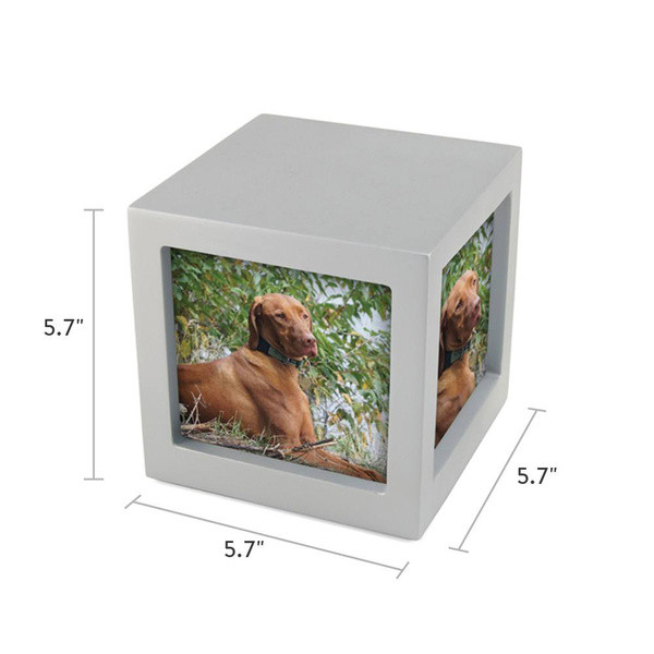 Pet Photo Cube Silver Cremation Urn - Small