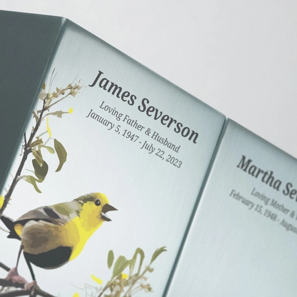 Life Canvas Birds Pewter Companion Beaumont Cremation Urn Left Side