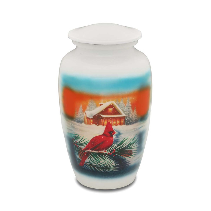 Cardinal Hand Painted Urn