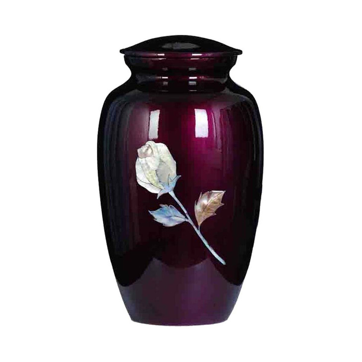 Rose Mother of Pearl Burgundy Urn