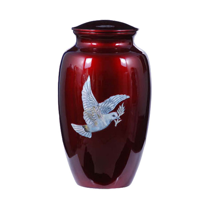 Dove Mother of Pearl Red Urn
