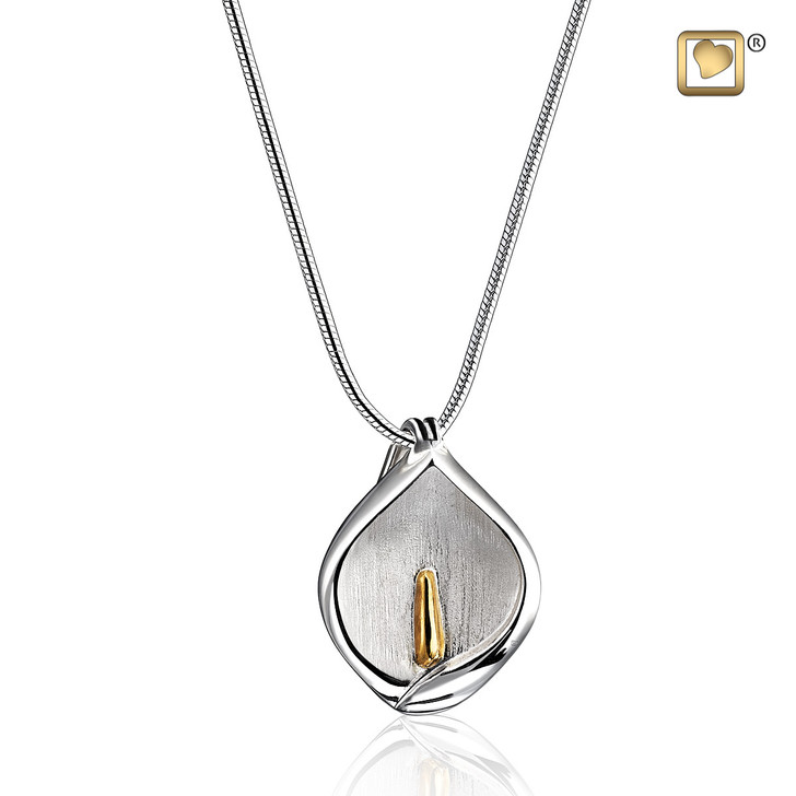 Pendant Calla Lily Rhodium Plated Gold Vermeil Two Tone