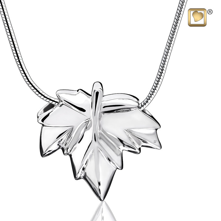 Pendant Autumn Leaf Rhodium Plated