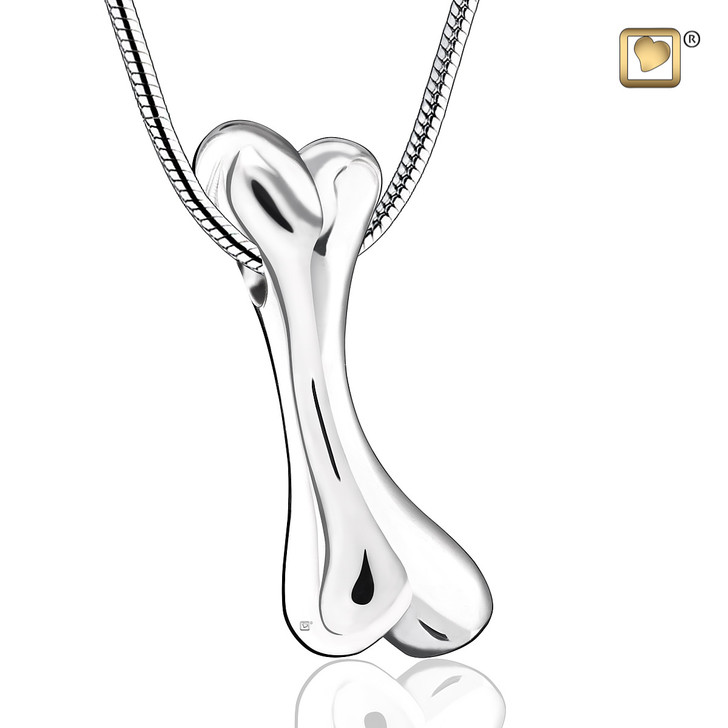 Pendant Dog Bone Rhodium Plated