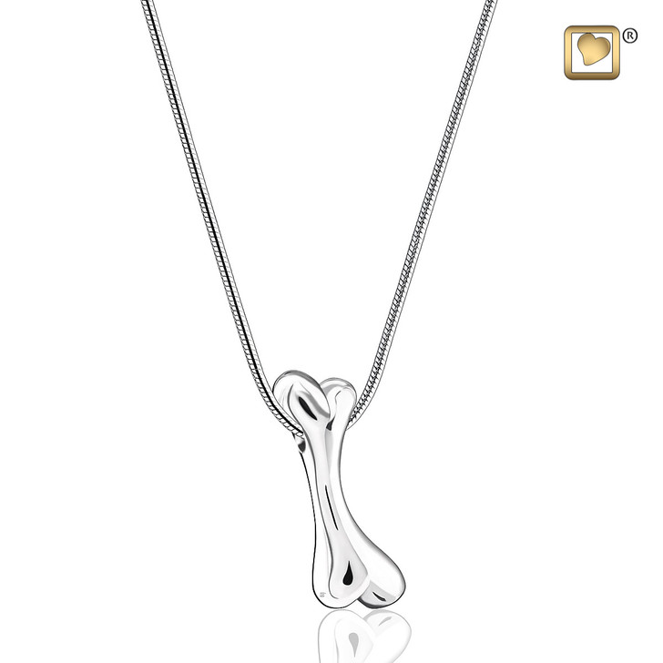 Pendant Dog Bone Rhodium Plated