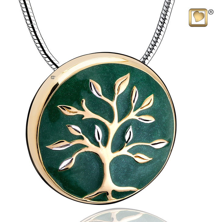 Pendant Tree of Life Enamel Gold Vermeil Two Tone