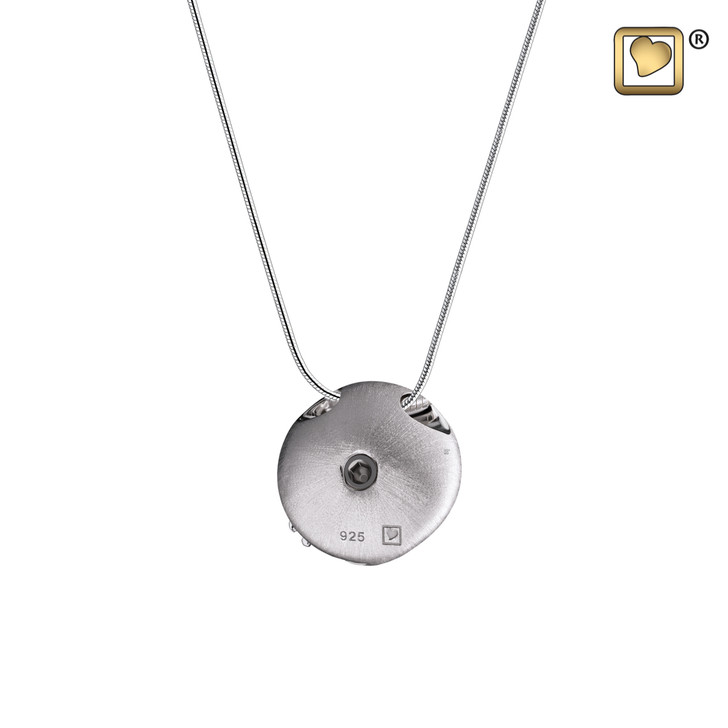 Pendant Circle with Crystal Rhodium Plated Two Tone