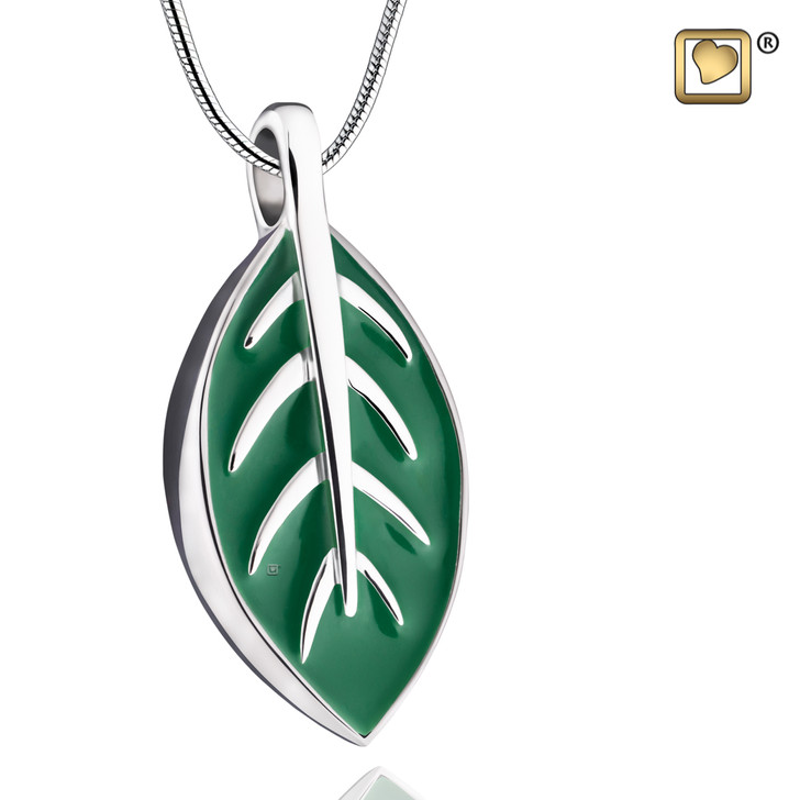 Pendant Leaf Enamel Rhodium Plated
