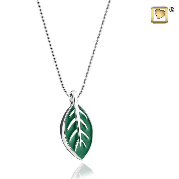Pendant Leaf Enamel Rhodium Plated