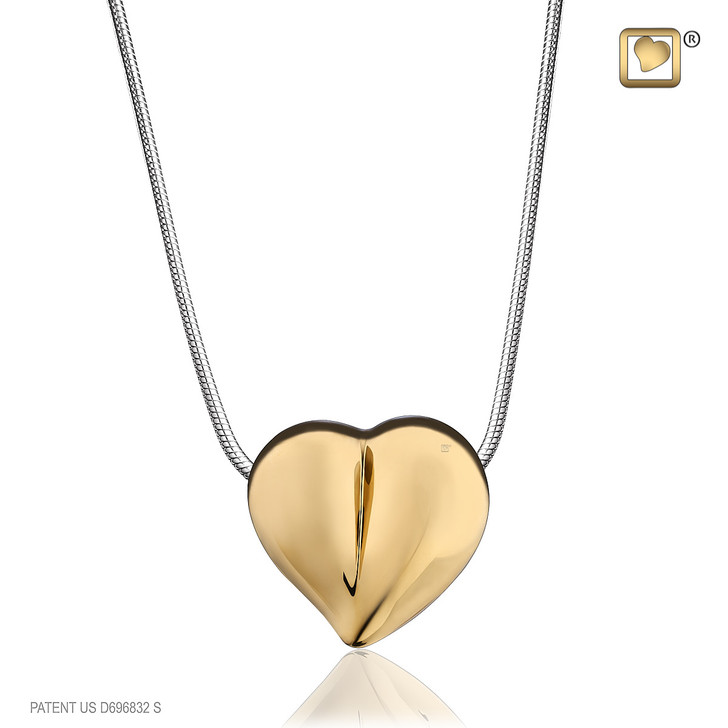Love Heart Sterling Silver Cremation Jewelry - Gold Vermeil