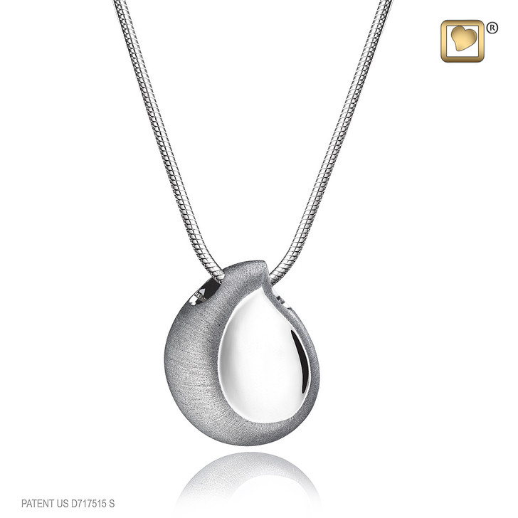 Teardrop Brushed Sterling Silver Cremation Jewelry