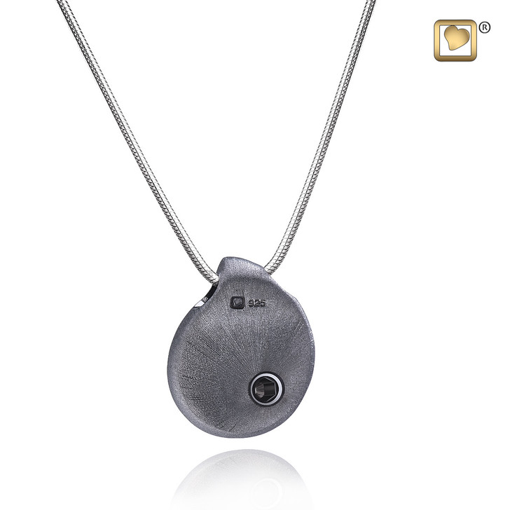 Teardrop Brushed Sterling Silver Cremation Jewelry - Midnight