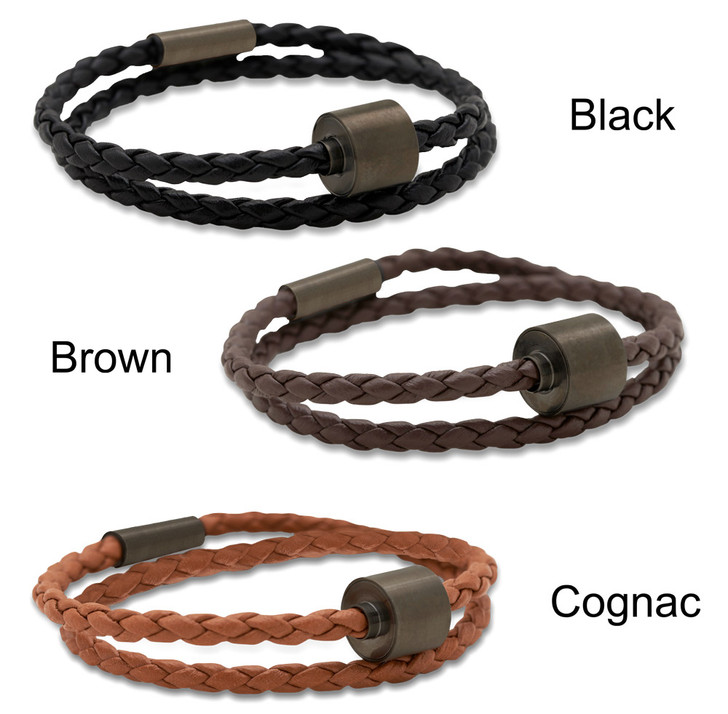 Memento Braided Leather Bracelet With Black Ashes Bead